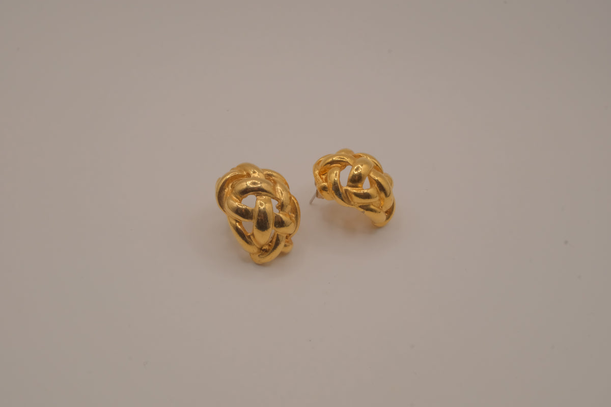 Vintage gold woven knot earrings