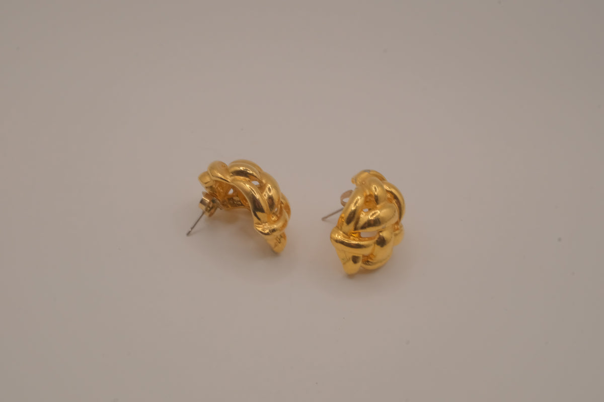 Vintage gold woven knot earrings