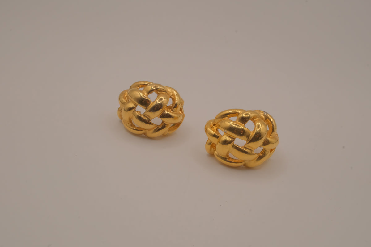 Vintage gold woven knot earrings