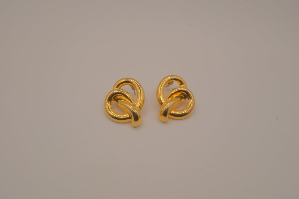 Vintage gold interlocking modernist earrings