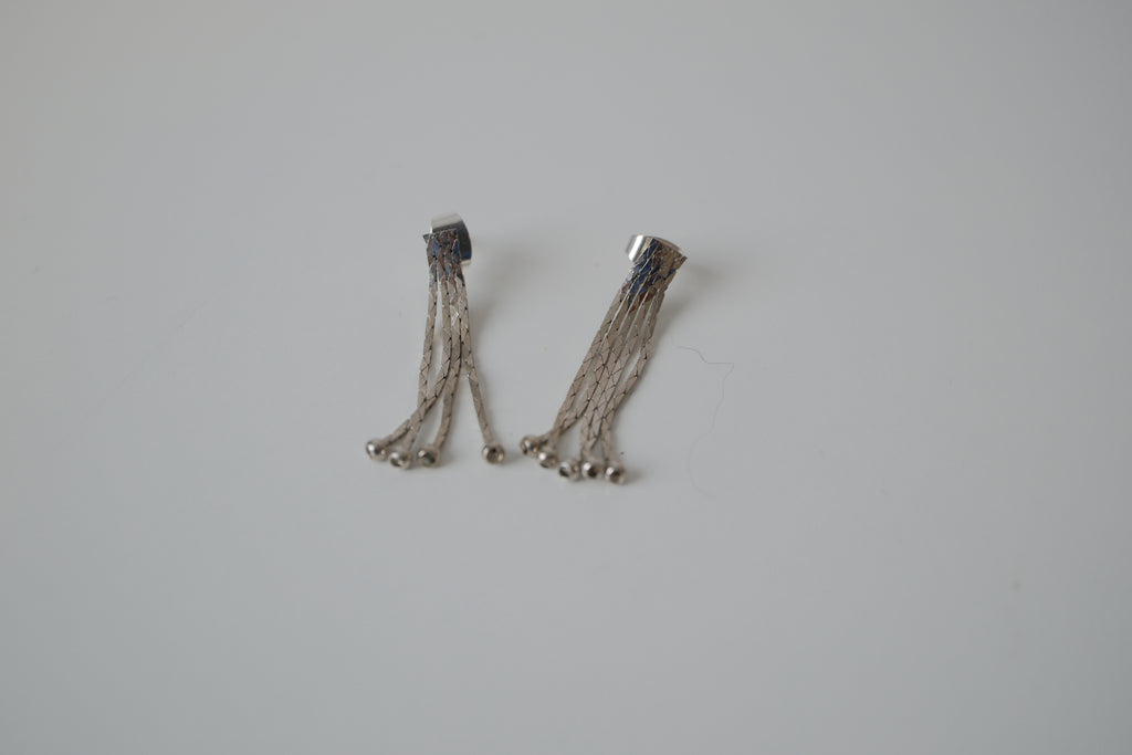 Vintage delicate silver tassel drop earrings
