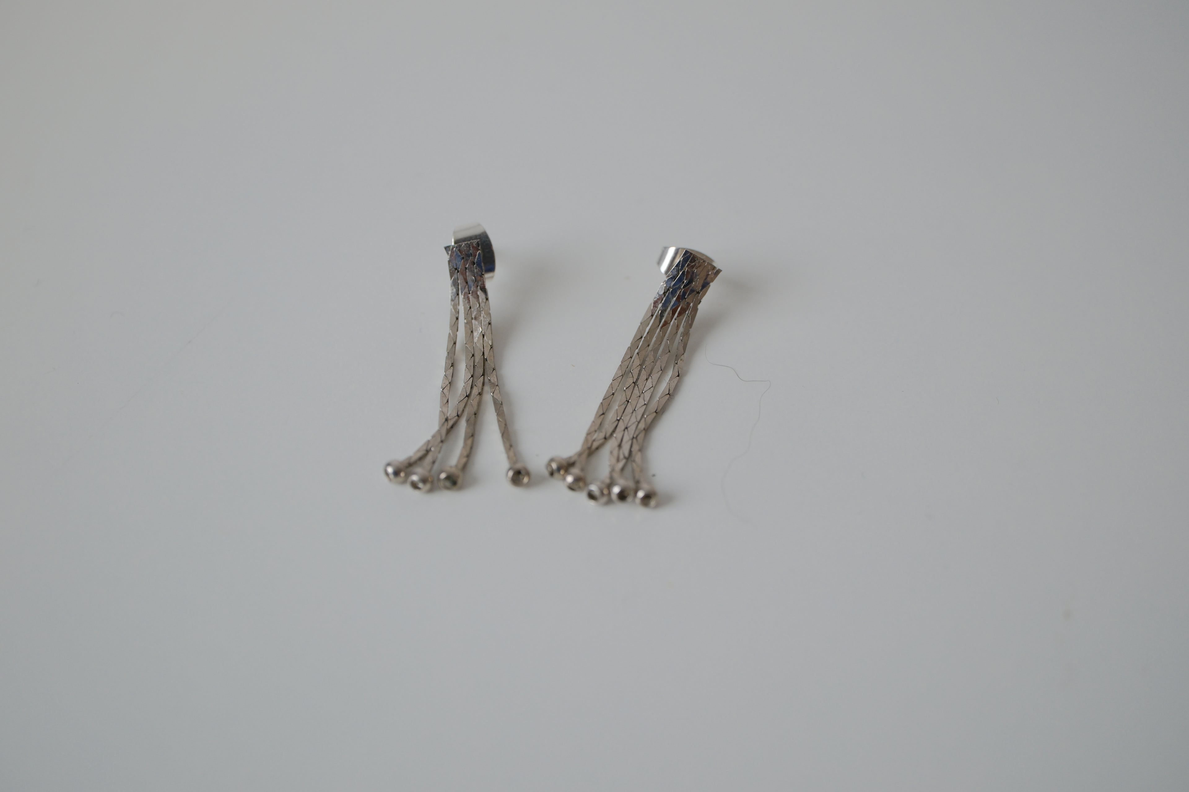 Vintage delicate silver tassel drop earrings