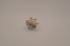 Sterling silver faux pearl and rhinestones cocktail ring