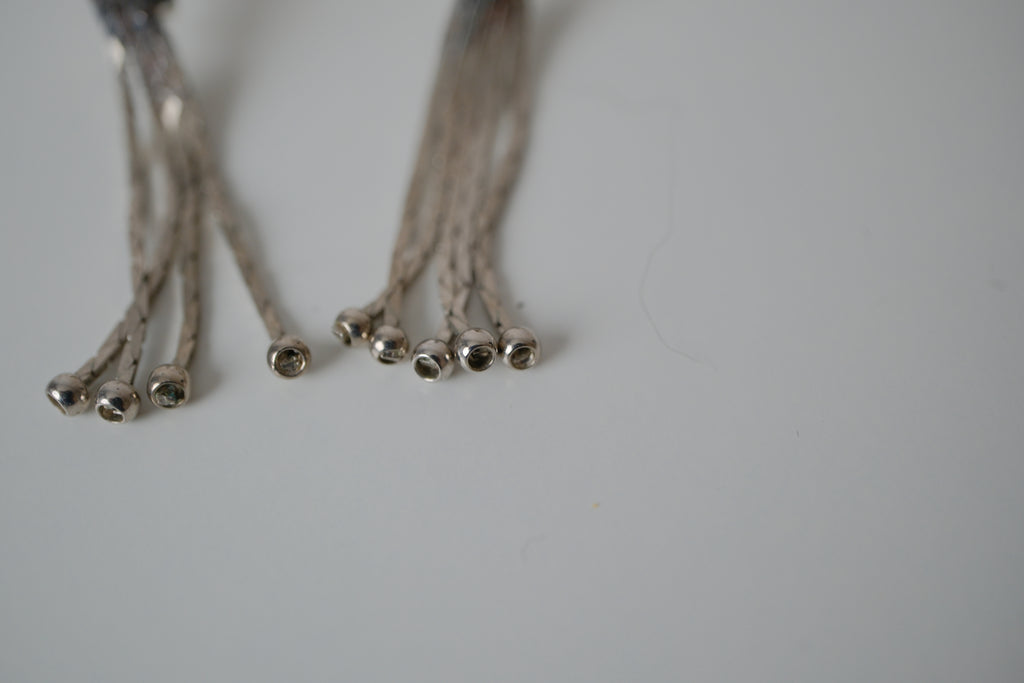 Vintage delicate silver tassel drop earrings