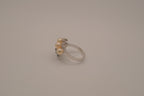 Sterling silver faux pearl and rhinestones cocktail ring