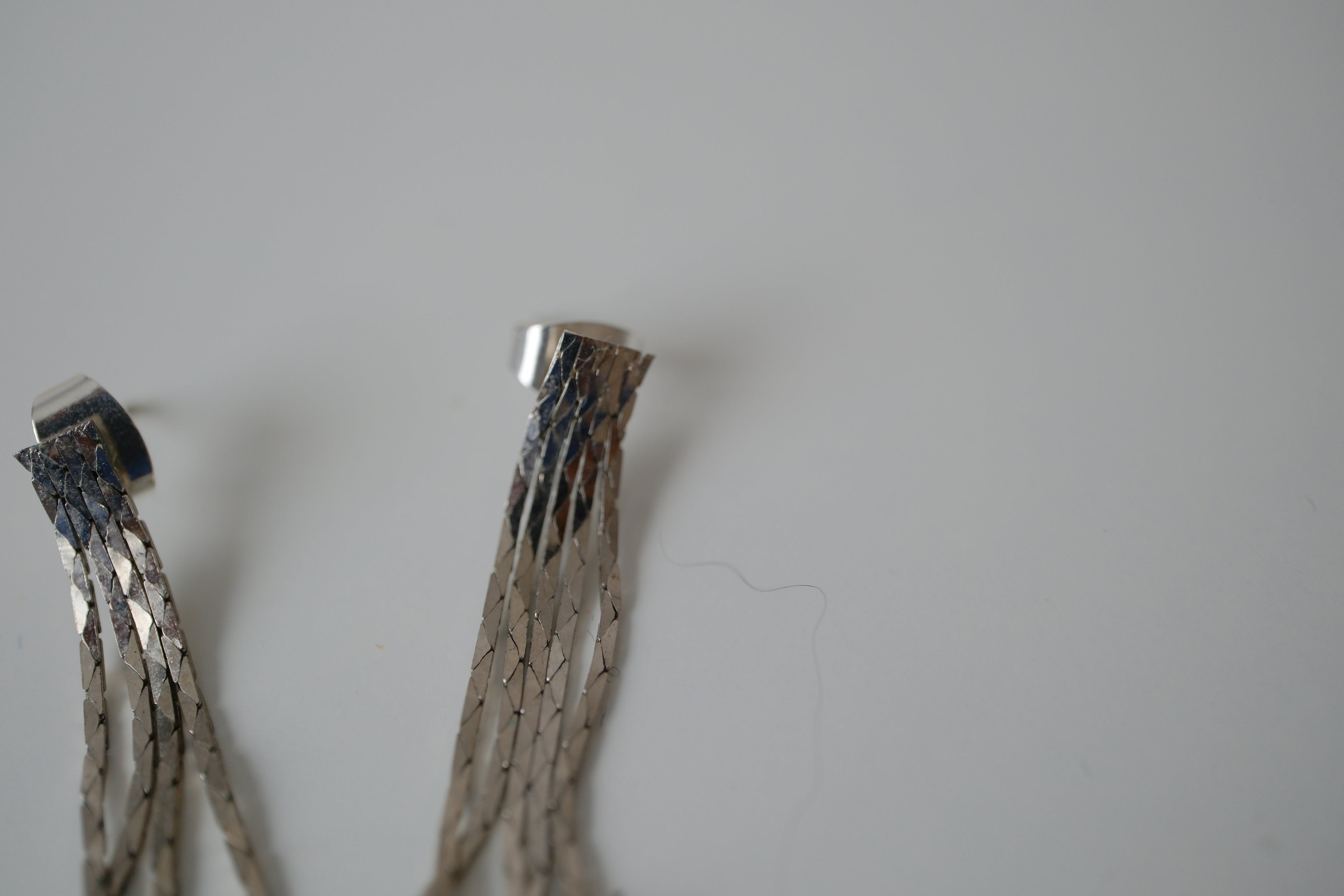 Vintage delicate silver tassel drop earrings