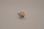 Sterling silver faux pearl and rhinestones cocktail ring