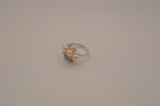 Sterling silver faux pearl and rhinestones cocktail ring