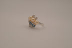 Sterling silver faux pearl and rhinestones cocktail ring