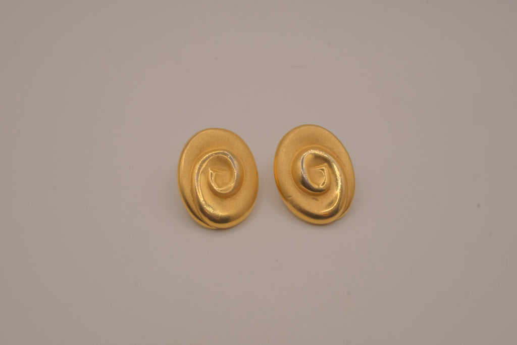 Vintage brushed gold-tone swirl earrings