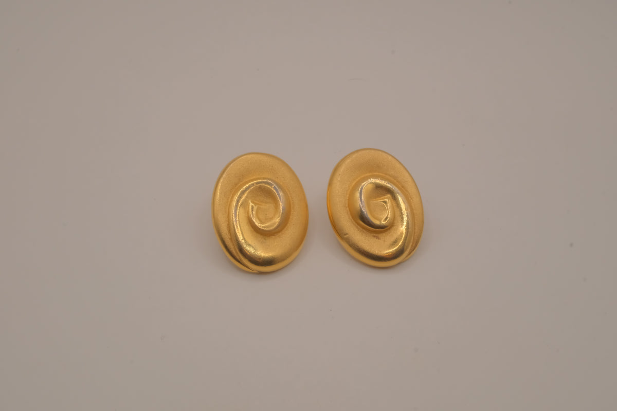 Vintage brushed gold-tone swirl earrings