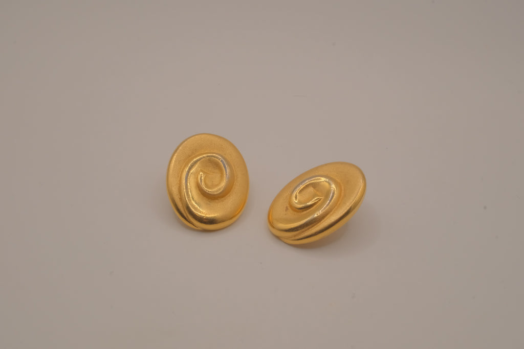 Vintage brushed gold-tone swirl earrings
