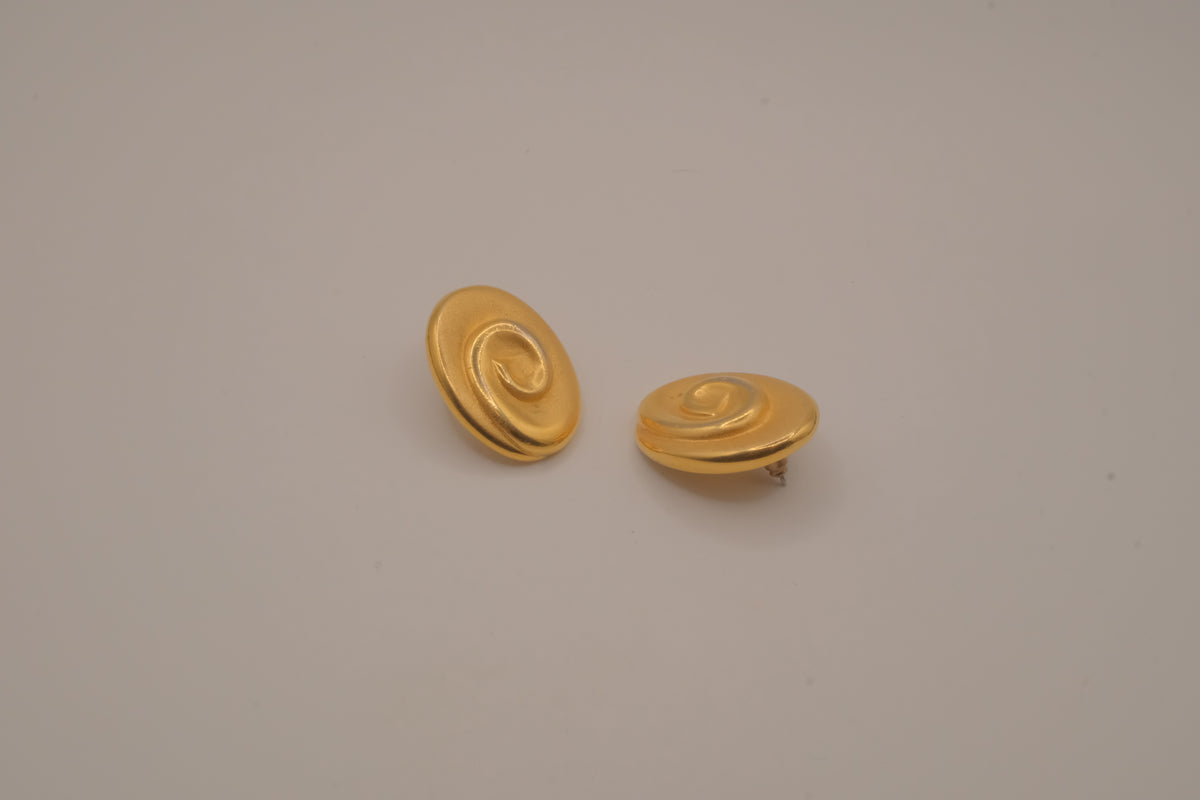 Vintage brushed gold-tone swirl earrings