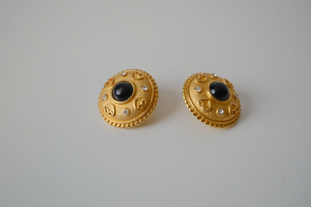 Vintage gold-tone Domed button-style earrings