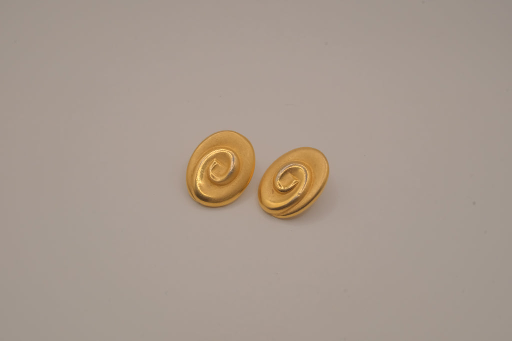 Vintage brushed gold-tone swirl earrings