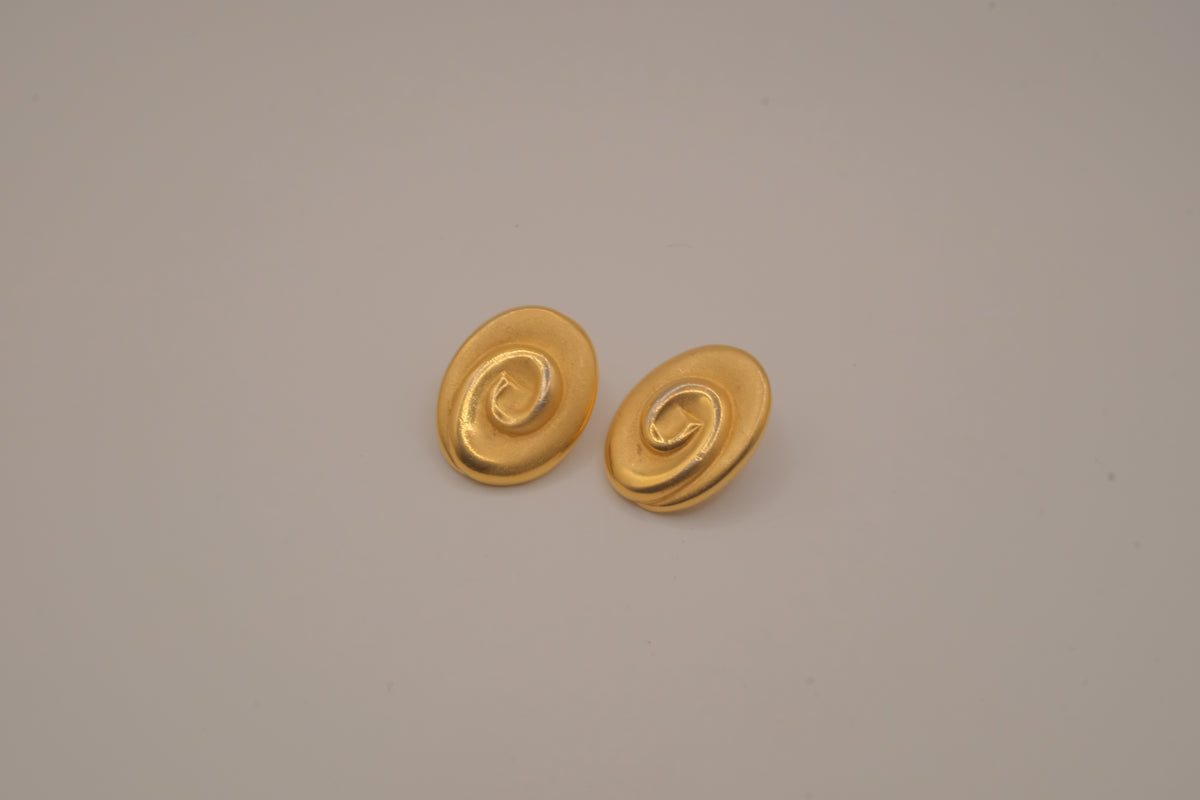 Vintage brushed gold-tone swirl earrings