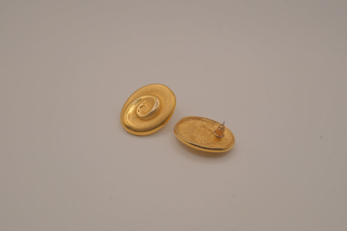 Vintage brushed gold-tone swirl earrings