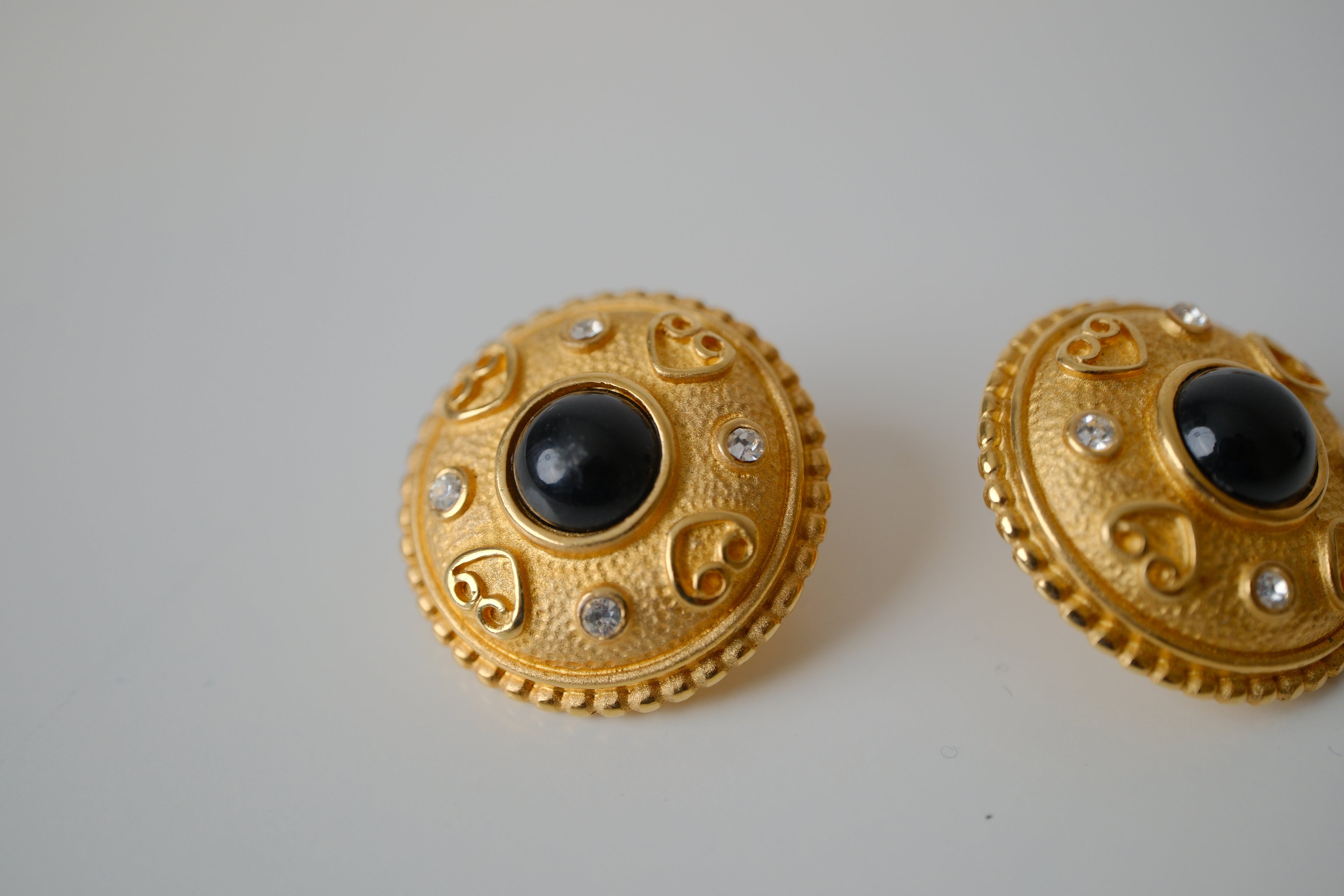 Vintage gold-tone Domed button-style earrings