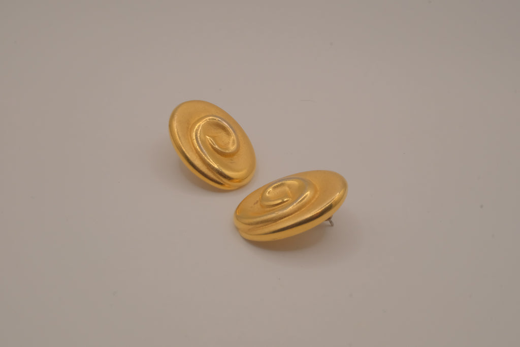 Vintage brushed gold-tone swirl earrings