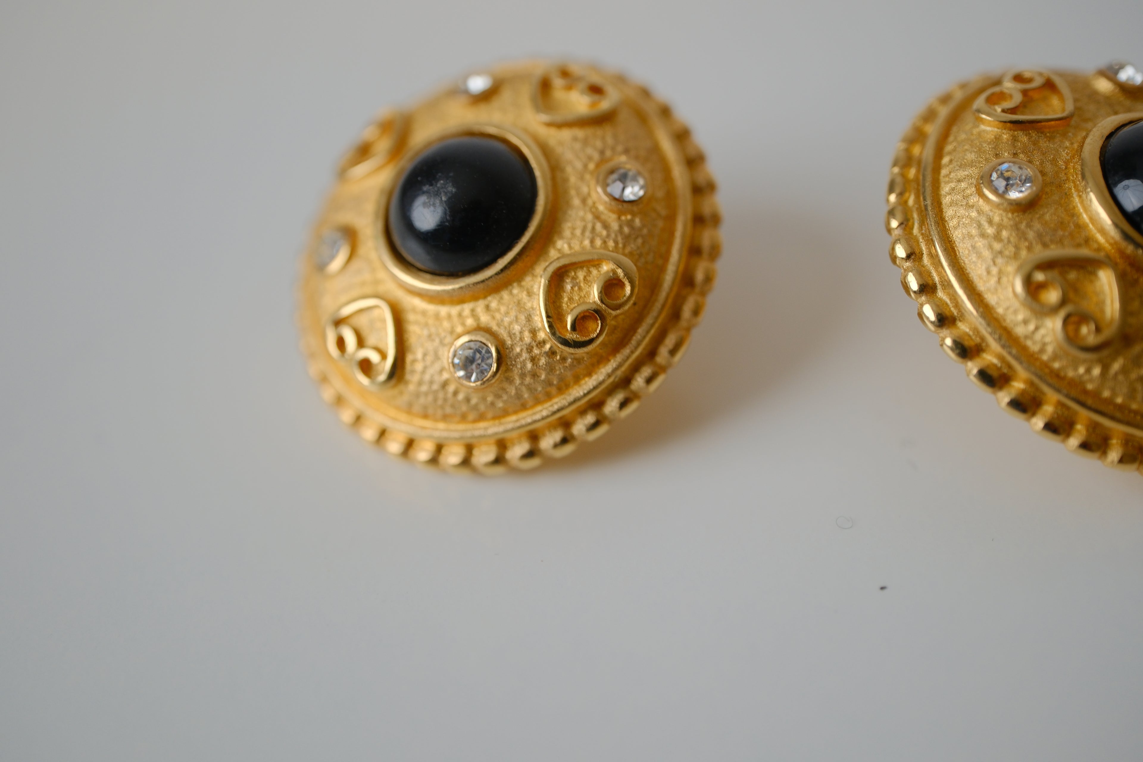 Vintage gold-tone Domed button-style earrings