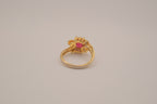 Vintage ornate emerald cut Red stone cocktail ring