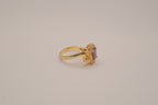 Vintage ornate emerald cut Red stone cocktail ring