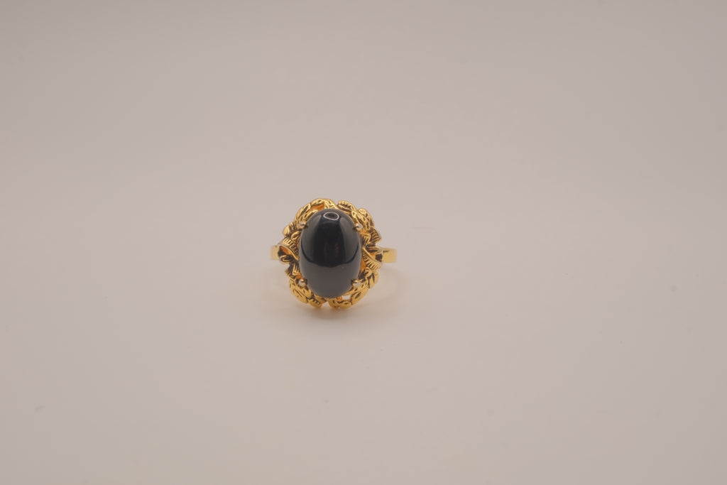 Vintage oval faux black onyx cocktail ring