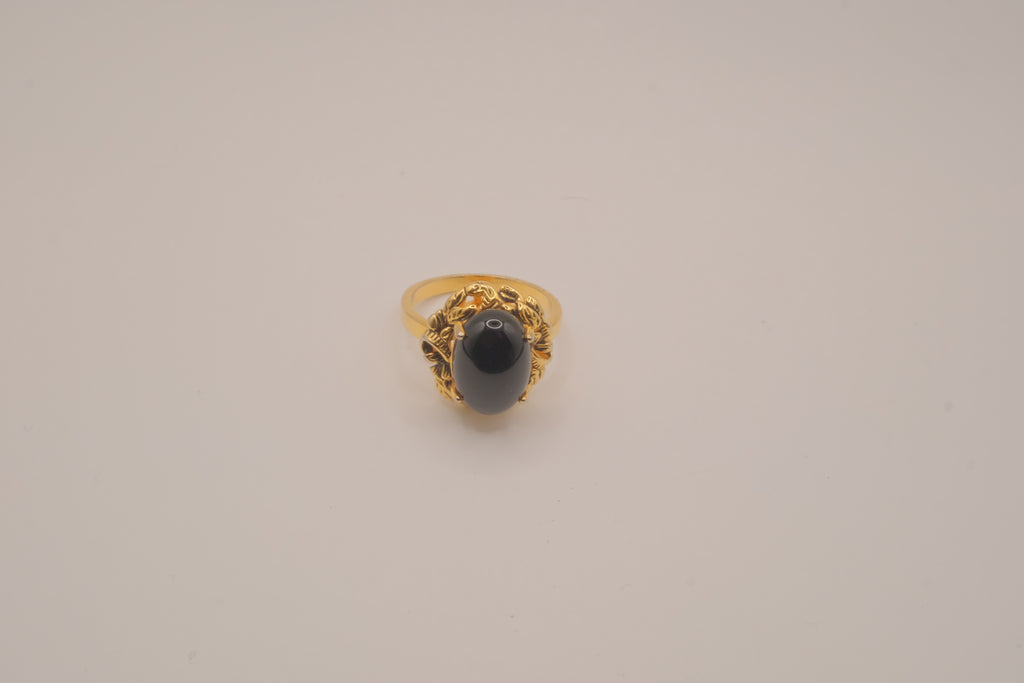 Vintage oval faux black onyx cocktail ring