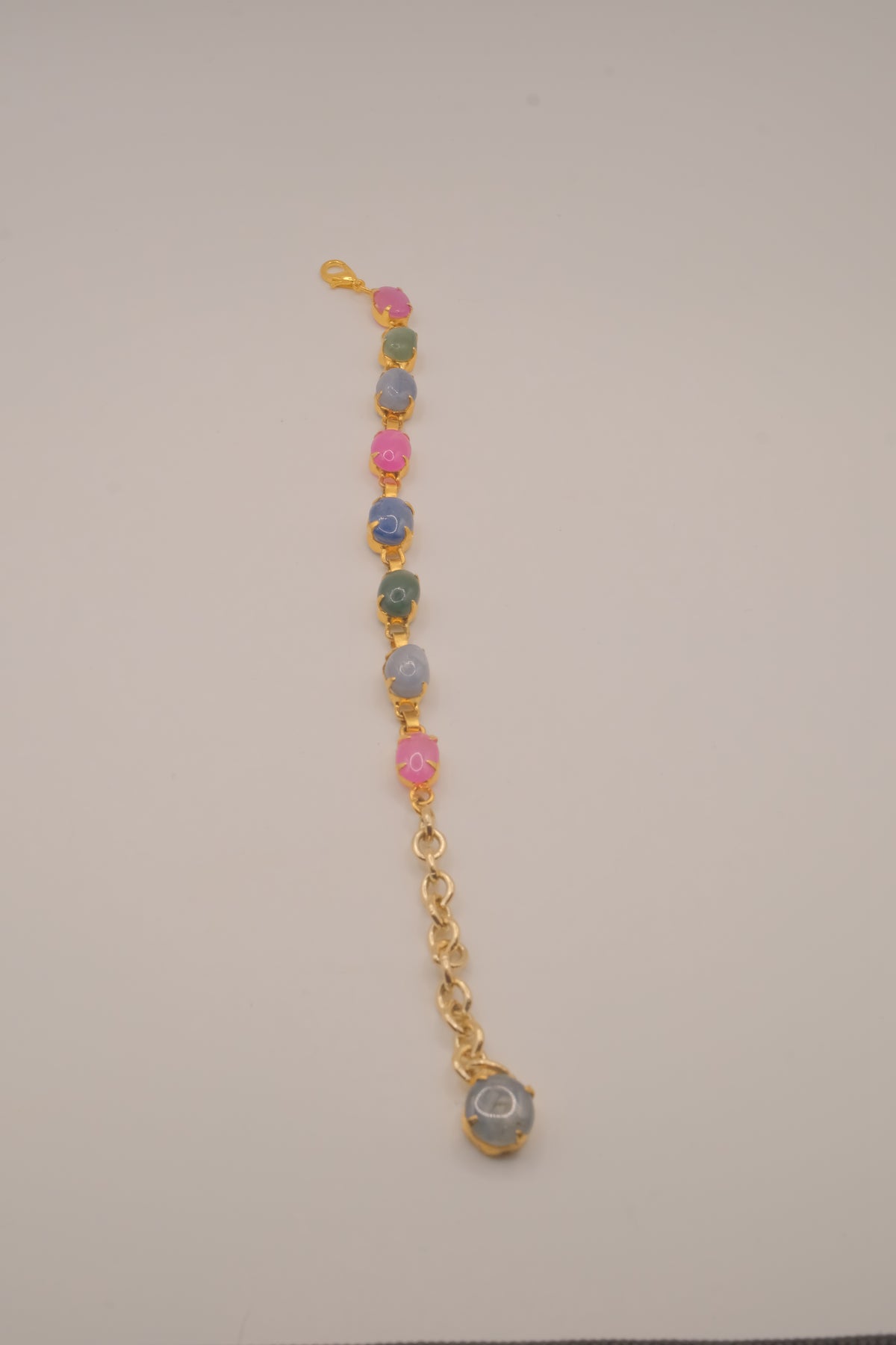 Vintage multi-color cabochon link bracelet