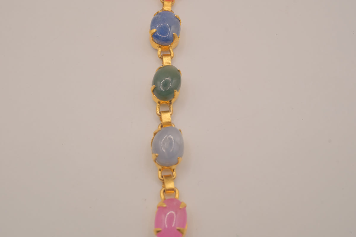 Vintage multi-color cabochon link bracelet