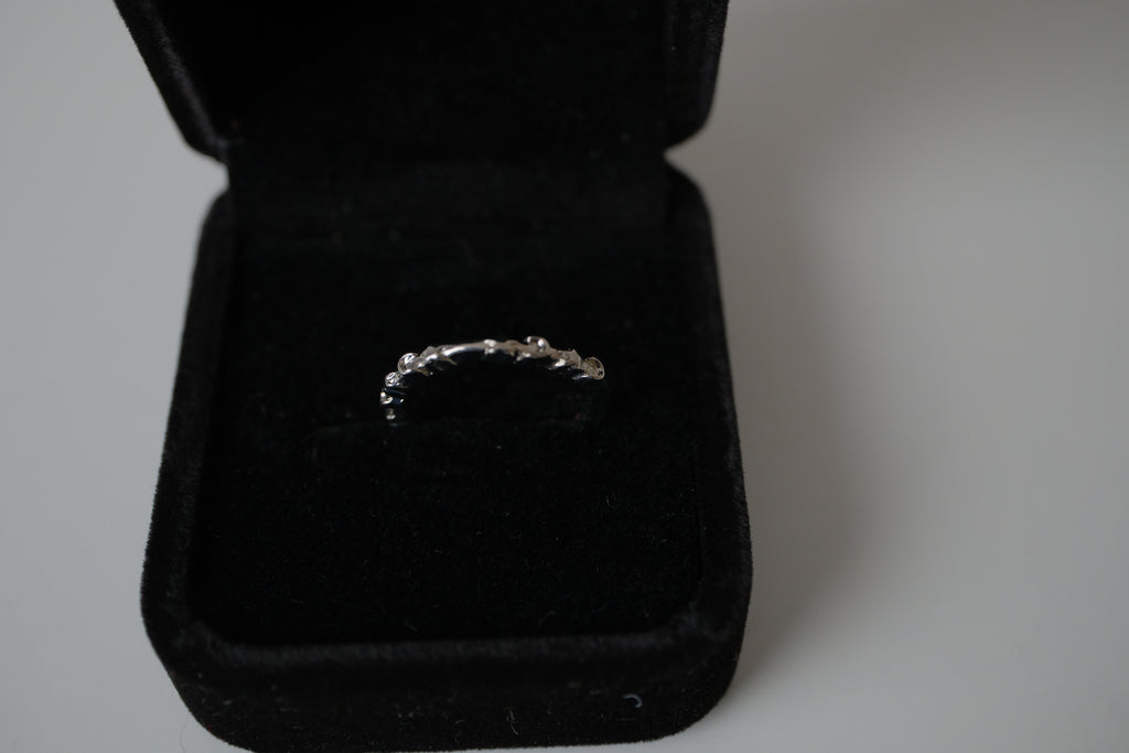 Delicate crescent and star silver tone ring