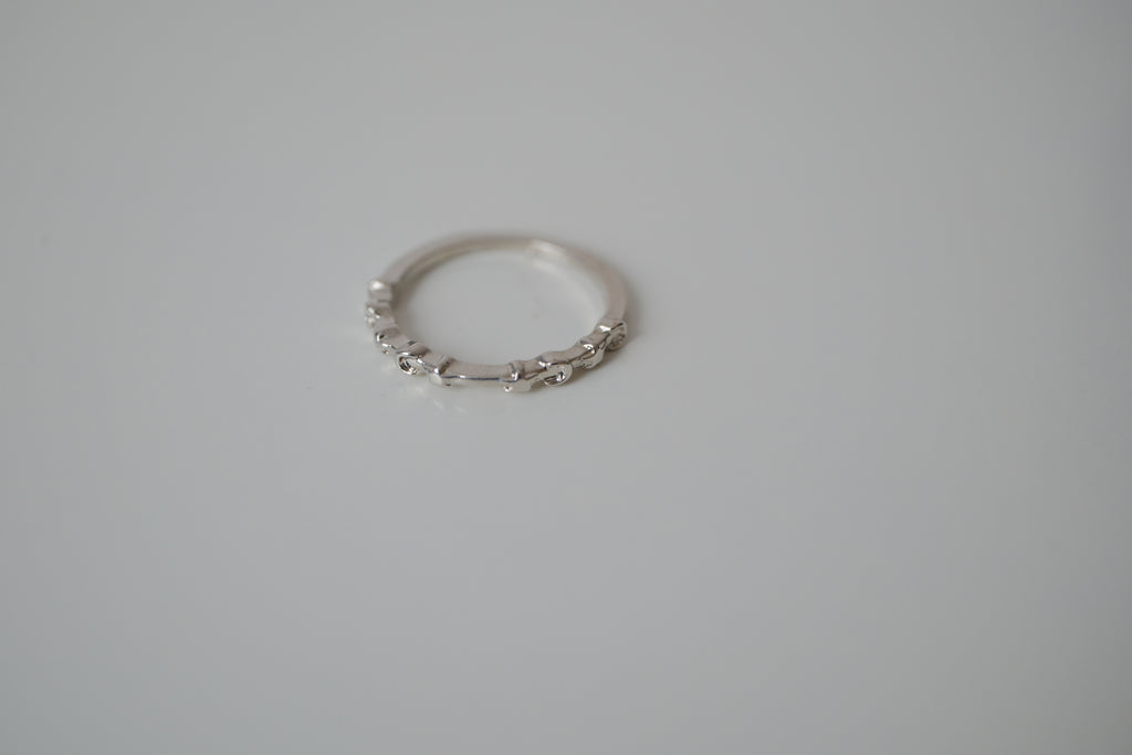 Delicate crescent and star silver tone ring