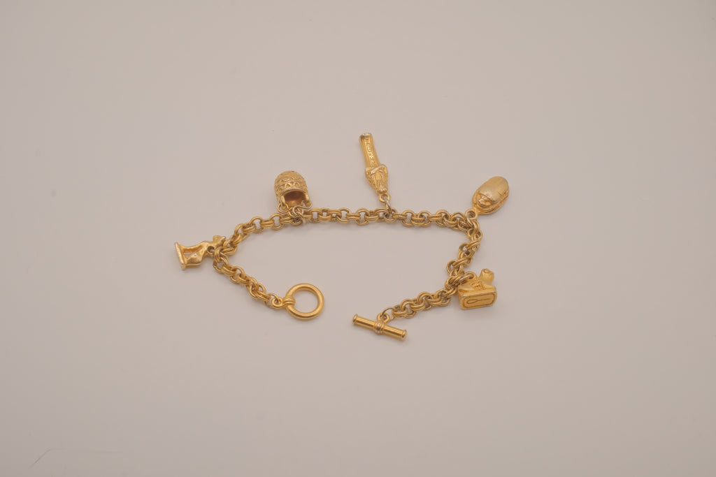 Vintage 22K Gold Plated Cleveland Museum of Art (CMA) Egyptian Charm Bracelet