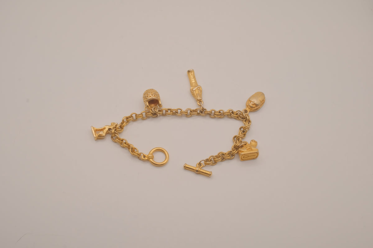 Vintage 22K Gold Plated Cleveland Museum of Art (CMA) Egyptian Charm Bracelet