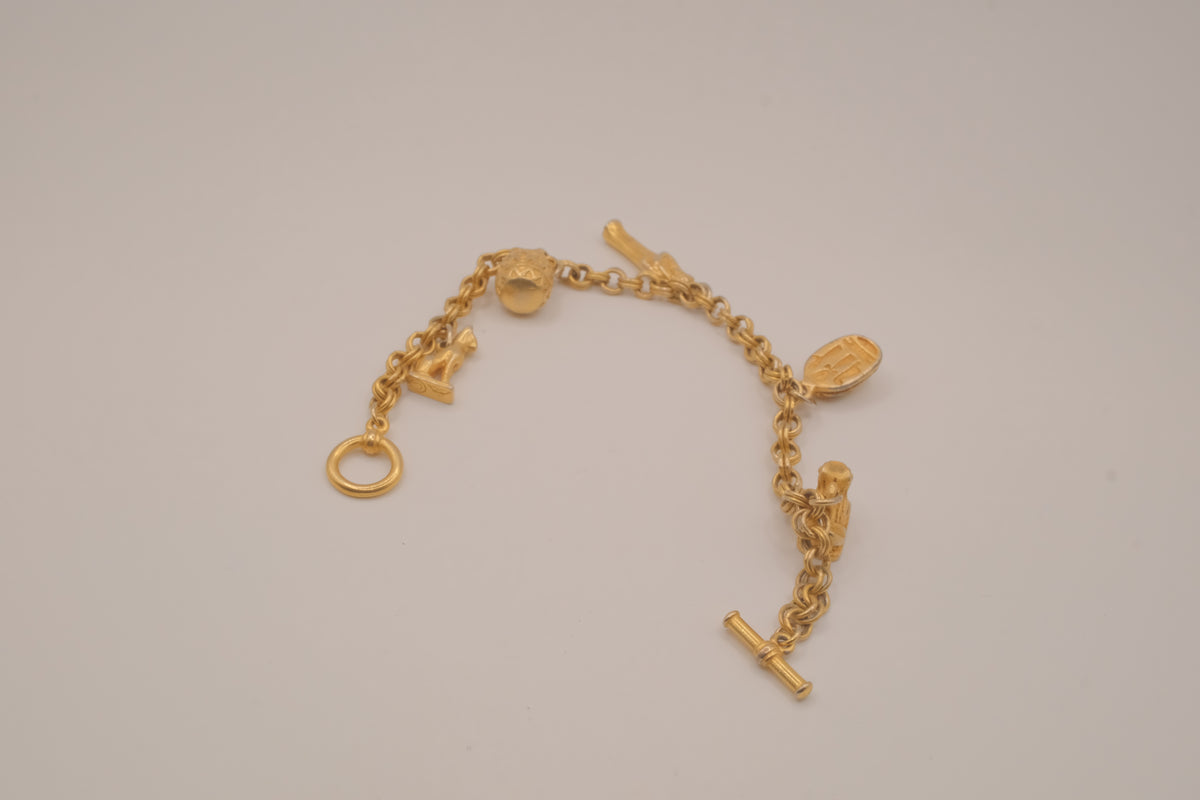 Vintage 22K Gold Plated Cleveland Museum of Art (CMA) Egyptian Charm Bracelet