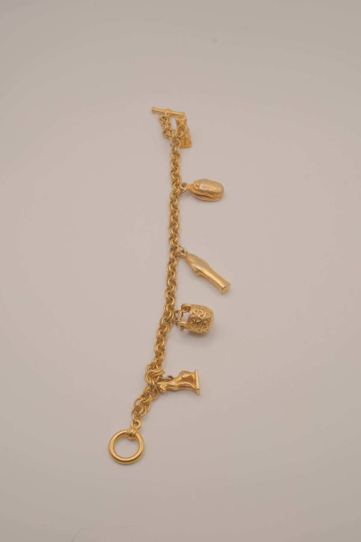 Vintage 22K Gold Plated Cleveland Museum of Art (CMA) Egyptian Charm Bracelet