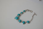 Turquoise and silver link bracelet