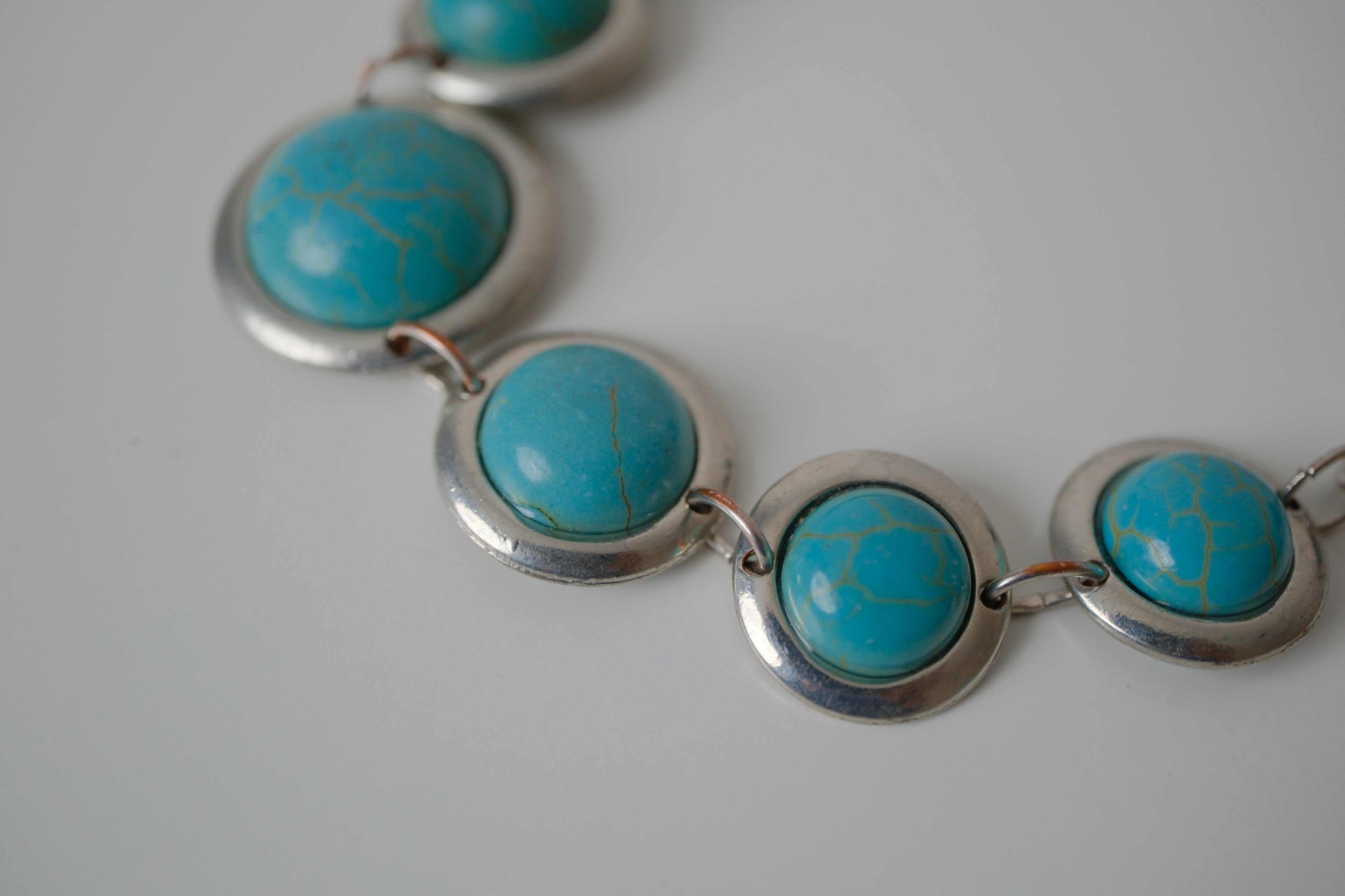 Turquoise and silver link bracelet
