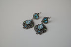 Vintage Blue green Filigree design drop earrings