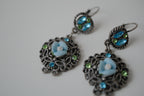 Vintage Blue green Filigree design drop earrings