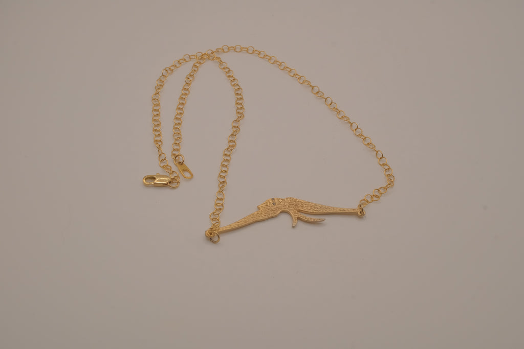 Horizontal flying bird necklace