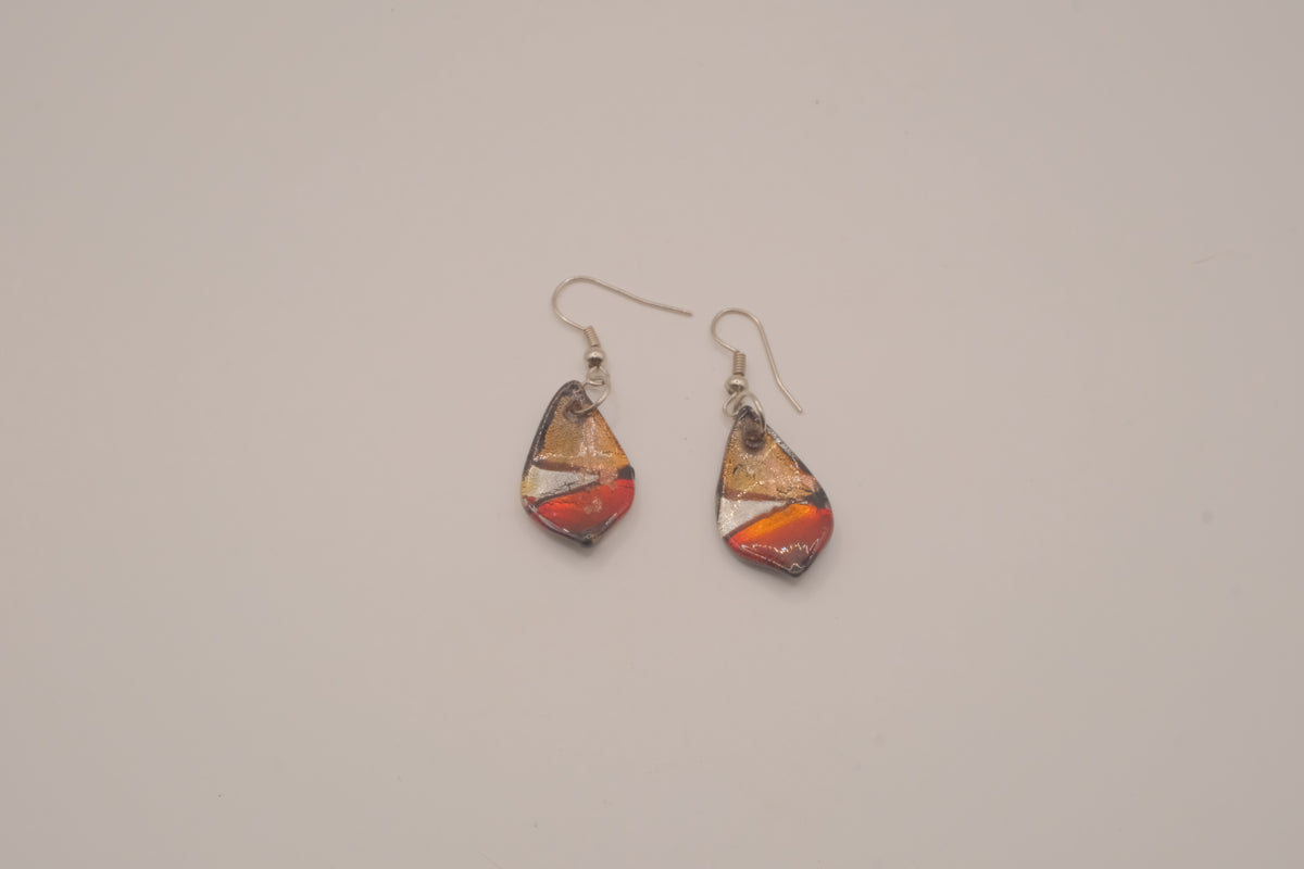 Fused art glass dangle earrings