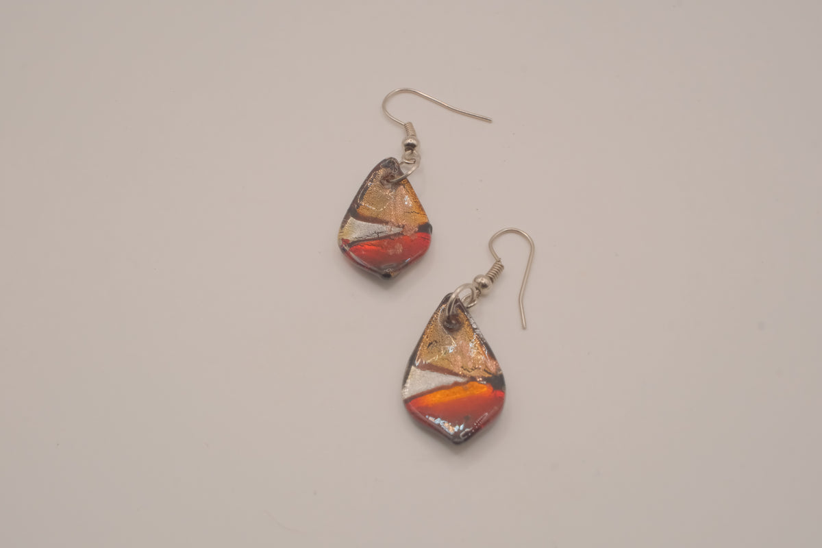 Fused art glass dangle earrings