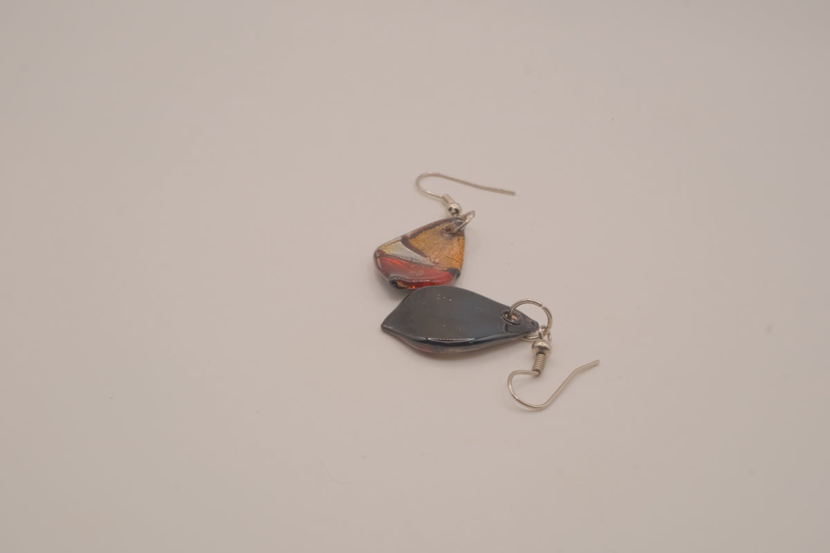 Fused art glass dangle earrings