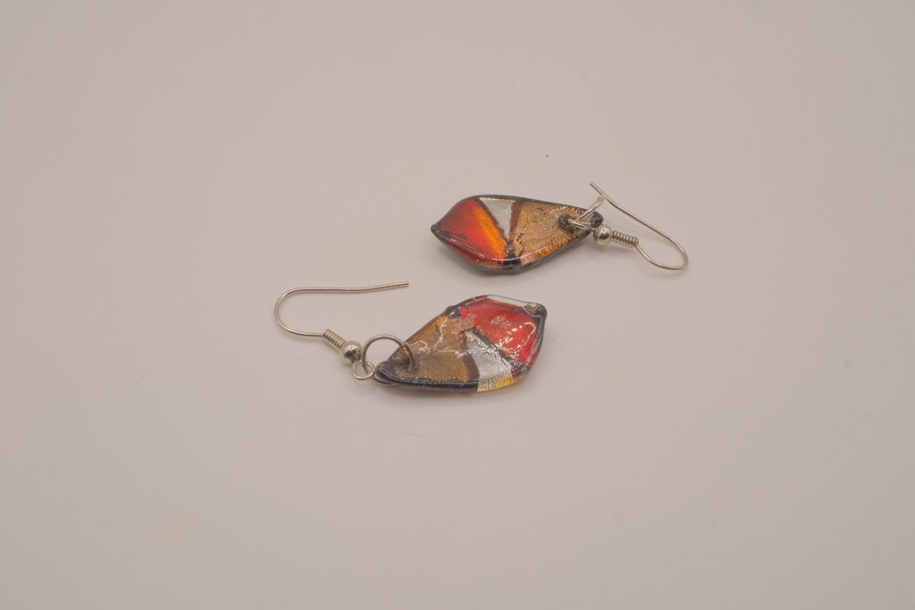 Fused art glass dangle earrings