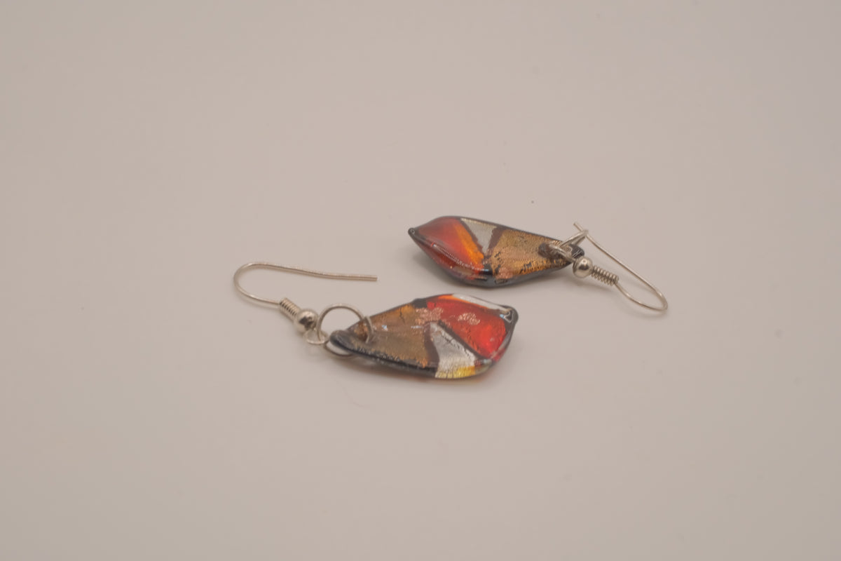 Fused art glass dangle earrings