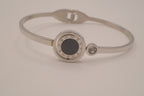 Minimalist cuff with Mother of Pearl/Faux onyx inlay