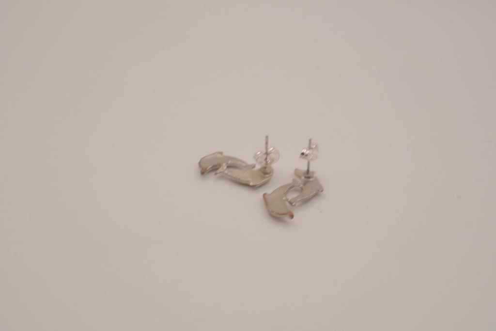 Mood stone dolphin stud earrings