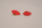 Vintage Japanese-style red enamel fan earrings