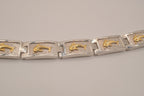 Two-tone vintage dolphin link bracelet&nbsp;